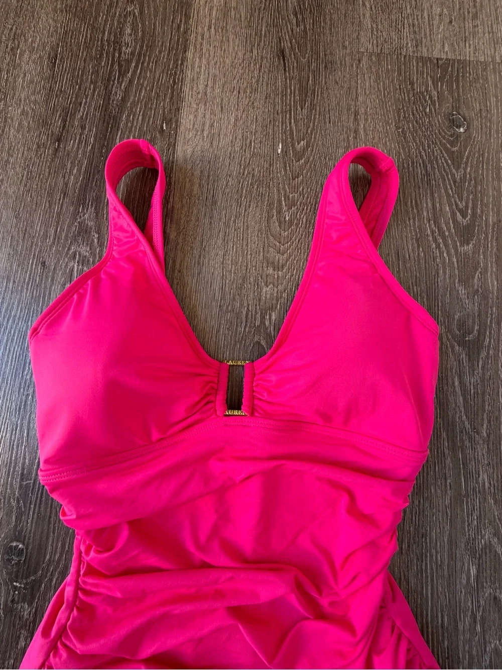 Ralph Lauren Hot Pink V-Neck One-Piece Swimsuit